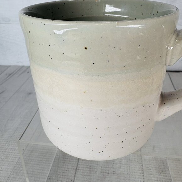 Baum Brothers HEARTH Seafoam Sponge Speckle Beige 15oz Stoneware Cups Mugs Set 4 - Picture 12 of 16